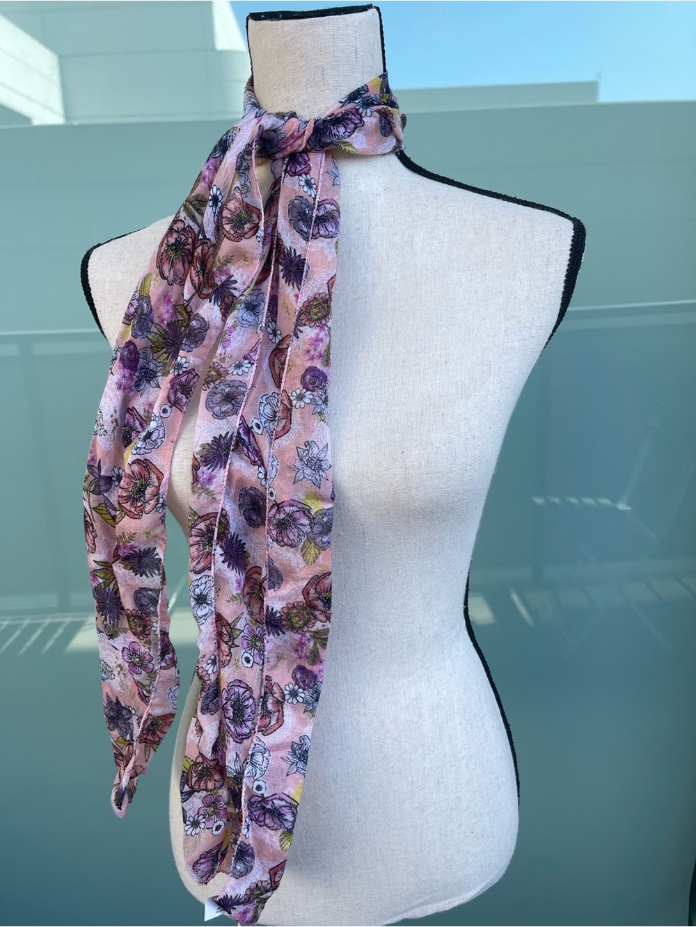 Pink Floral Long Scarf
